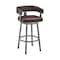 Armen Living Cohen 26" Counter Height Swivel Bar Stool in Java Silver Finish and Chocolate Faux Leather 721535761944 - alternate 1